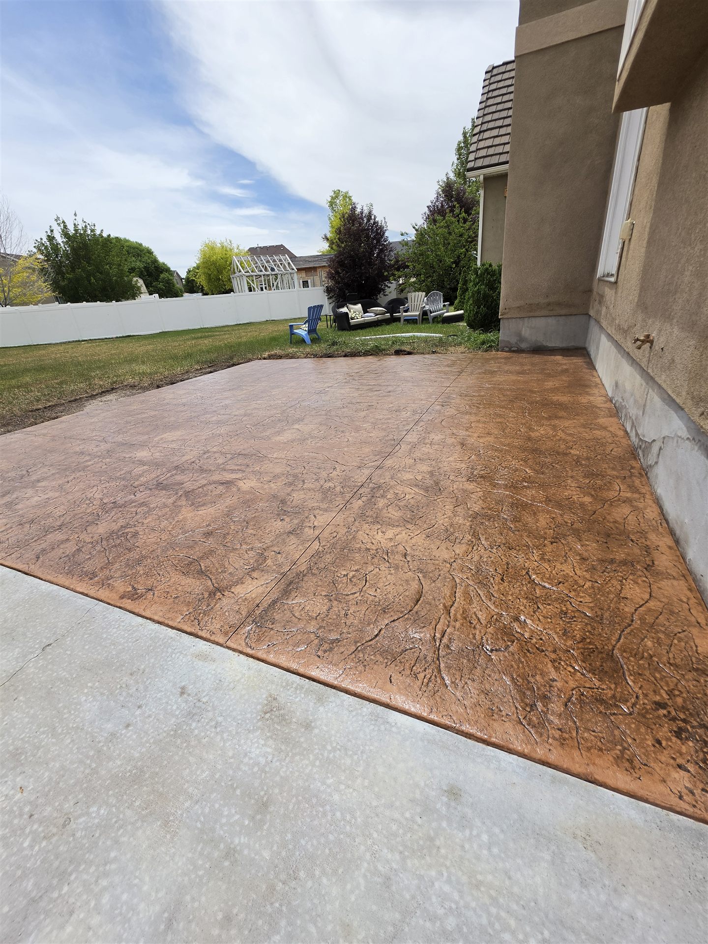 Stamped concrete patio, Wasatch Front, Utah